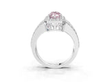 White gold Fancy Pink Marquise Cut Halo Diamond Ring with Round  Split Shank and Prong Setting_140
