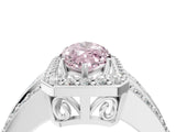 White gold Fancy Pink Marquise Cut Halo Diamond Ring with Round  Split Shank and Prong Setting_141