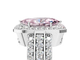 White gold Fancy Pink Marquise Cut Halo Diamond Ring with Round  Split Shank and Prong Setting_142