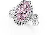 White gold Fancy Pink Marquise  Cut Halo Diamond Ring with Scrollwork Band and Four-Prong Setting_73