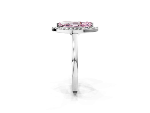 White gold Fancy Pink Marquise Cut Halo Diamond Ring with Solitaire Band and Prong Setting_2