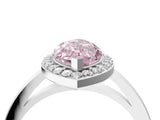 White gold Fancy Pink Marquise Cut Halo Diamond Ring with Solitaire Band and Prong Setting_4