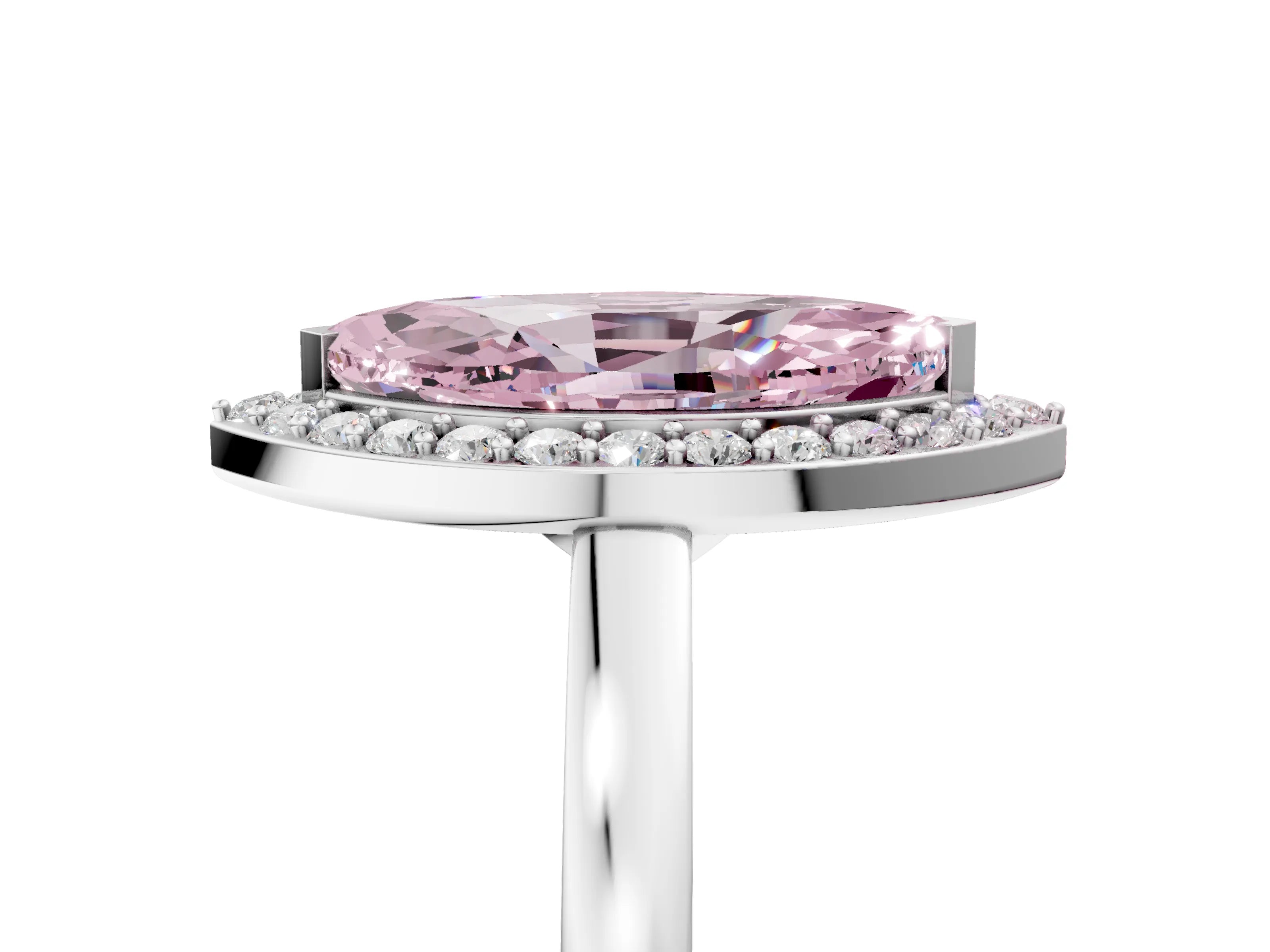 White gold Fancy Pink Marquise Cut Halo Diamond Ring with Solitaire Band and Prong Setting_5
