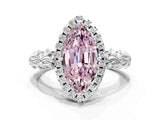 White gold Fancy Pink Marquise Cut Halo Diamond Solitaire with Filigree Band and Four-Prong Setting_12