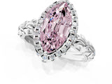 White gold Fancy Pink Marquise Cut Halo Diamond Solitaire with Filigree Band and Four-Prong Setting_13