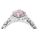 White gold Fancy Pink Marquise Cut Halo Diamond Solitaire with Filigree Band and Four-Prong Setting_16