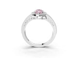 White gold Fancy Pink Marquise Cut Halo Diamond Split Shank Ring with Prong Setting_3