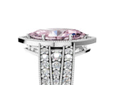 White gold Fancy Pink Marquise Cut Halo Diamond Split Shank Ring with Prong Setting_5