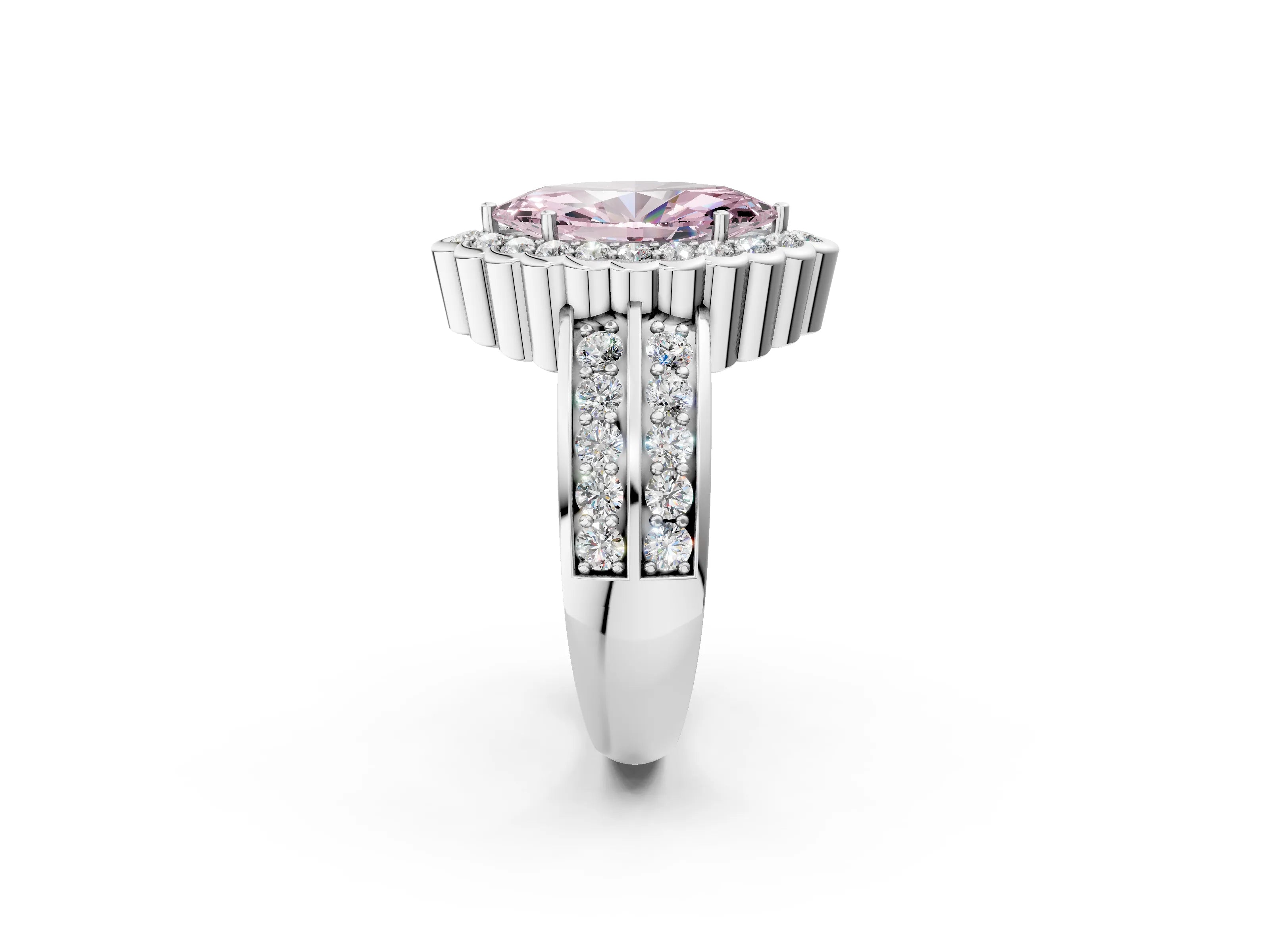 White gold Fancy Pink Marquise Cut Halo Diamond Split Shank Ring with Scalloped Prong Setting_14