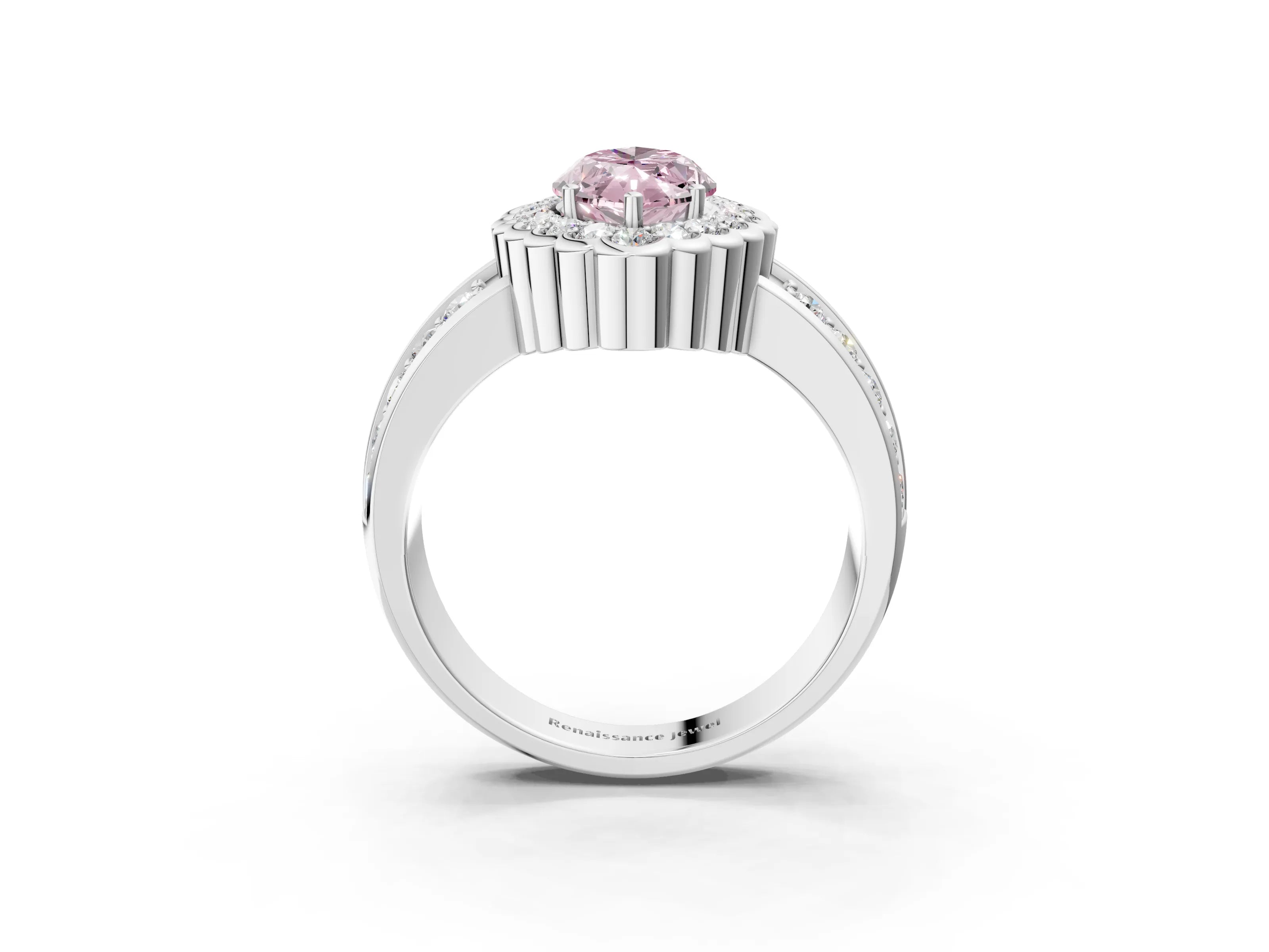 White gold Fancy Pink Marquise Cut Halo Diamond Split Shank Ring with Scalloped Prong Setting_15