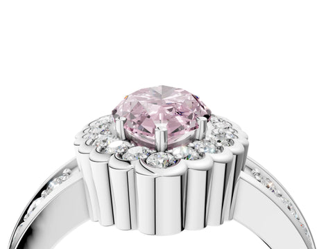 White gold Fancy Pink Marquise Cut Halo Diamond Split Shank Ring with Scalloped Prong Setting_16