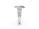 White gold Fancy Pink Marquise Cut Halo Pavé Diamond Engagement Ring with Split Shank and Four-Prong Setting_5