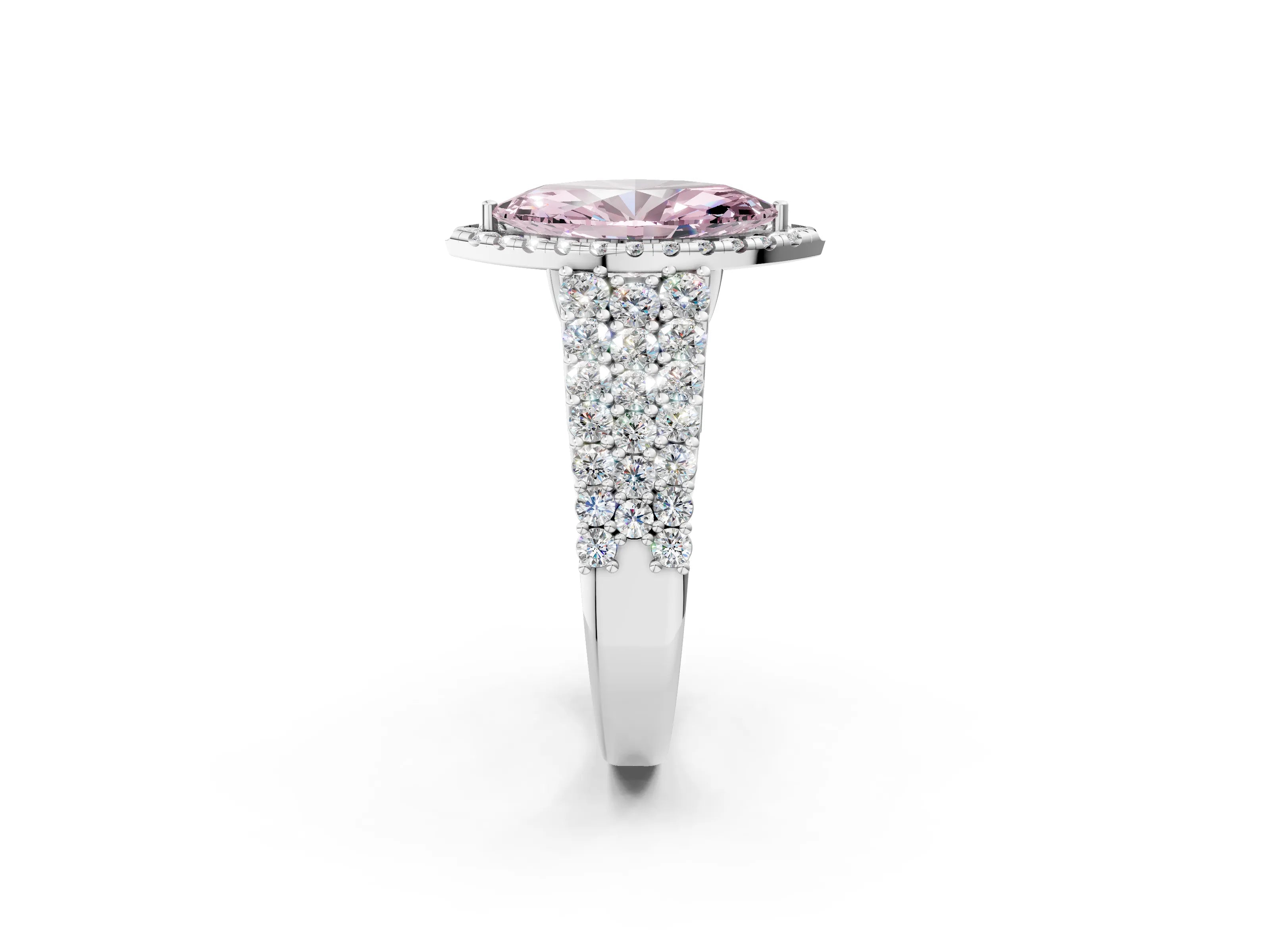 White gold Fancy Pink Marquise Cut Halo Pavé Diamond Engagement Ring with Split Shank and Four-Prong Setting_5
