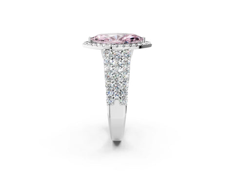 White gold Fancy Pink Marquise Cut Halo Pavé Diamond Engagement Ring with Split Shank and Four-Prong Setting_5