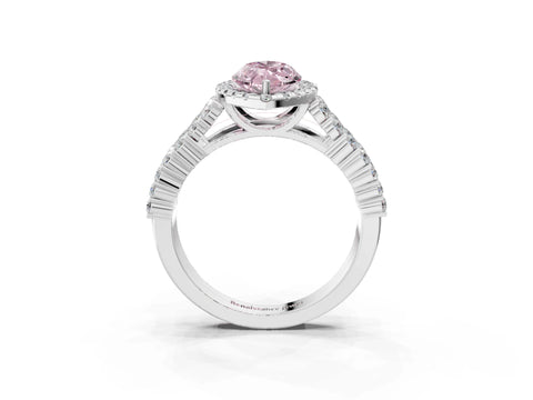 White gold Fancy Pink Marquise Cut Halo Pavé Diamond Engagement Ring with Split Shank and Four-Prong Setting_6