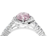 White gold Fancy Pink Marquise Cut Halo Pavé Diamond Engagement Ring with Split Shank and Four-Prong Setting_7