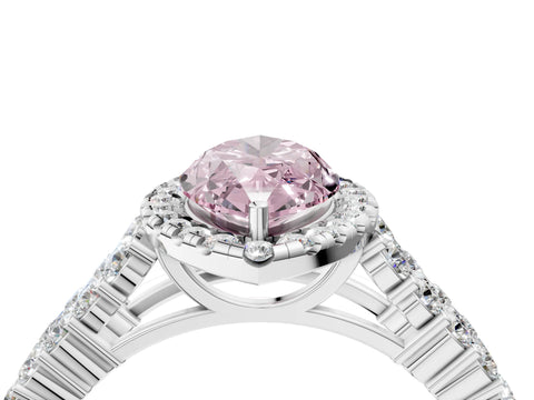 White gold Fancy Pink Marquise Cut Halo Pavé Diamond Engagement Ring with Split Shank and Four-Prong Setting_7