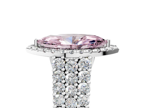 White gold Fancy Pink Marquise Cut Halo Pavé Diamond Engagement Ring with Split Shank and Four-Prong Setting_8
