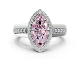 White gold Fancy Pink Marquise  Cut Halo Pave Band Four-Prong Ring_71