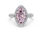 White gold Fancy Pink Marquise  Cut Halo Pave Band Four-Prong Setting Ring_37