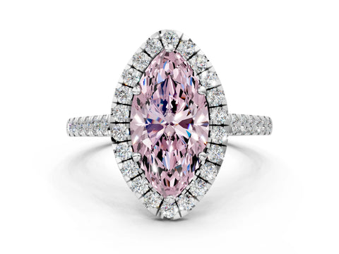 White gold Fancy Pink Marquise Cut Halo Pave Diamond Engagement Ring with Four-Prong Setting_36