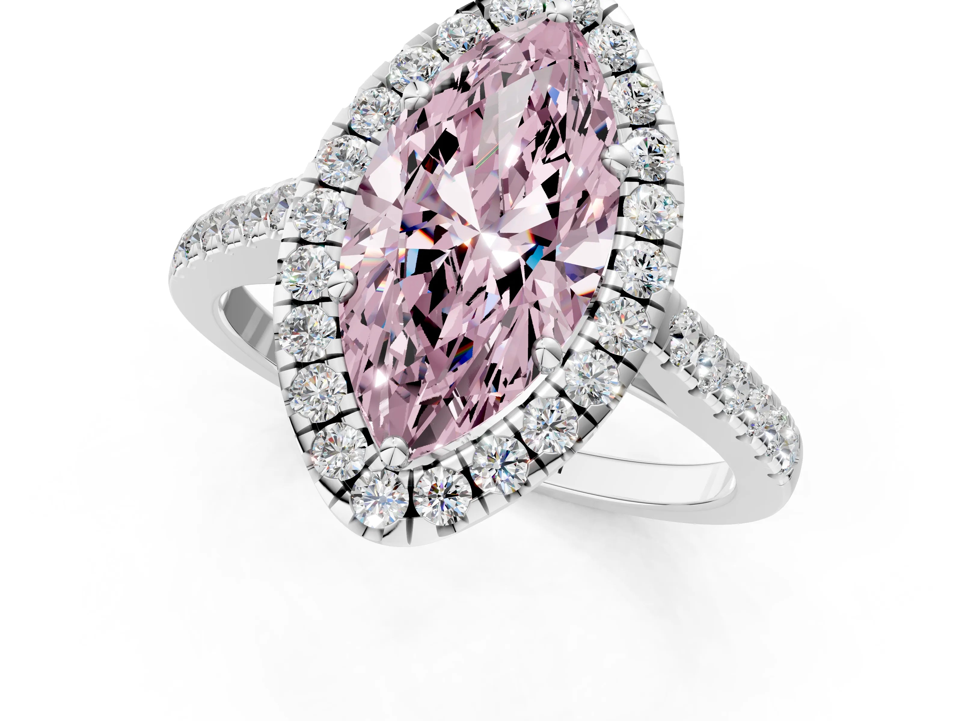 White gold Fancy Pink Marquise Cut Halo Pave Diamond Engagement Ring with Four-Prong Setting_37