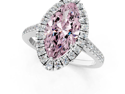 White gold Fancy Pink Marquise Cut Halo Pave Diamond Engagement Ring with Four-Prong Setting_37