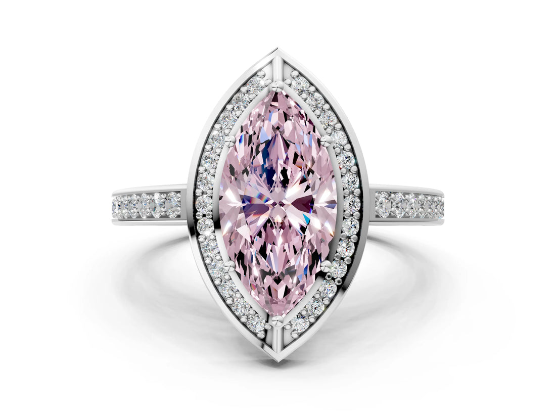 White gold Fancy Pink Marquise  Cut Halo Pave Split Shank Prong Setting Ring_31