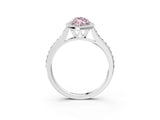 White gold Fancy Pink Marquise Cut Halo Round Diamond Pavé Band with Four-Prong Setting_18