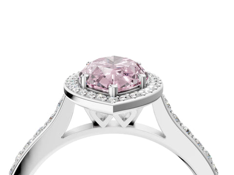 White gold Fancy Pink Marquise Cut Halo Round Diamond Pavé Band with Four-Prong Setting_19