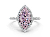 White gold Fancy Pink Marquise Cut Halo Round Diamond Pavé Band with Four-Prong Setting_27
