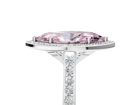 White gold Fancy Pink Marquise Cut Halo Round Diamond Pavé Band with Four-Prong Setting_29