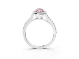 White gold Fancy Pink Marquise Cut Halo Round Diamond Pavé Band with Four-Prong Setting_30