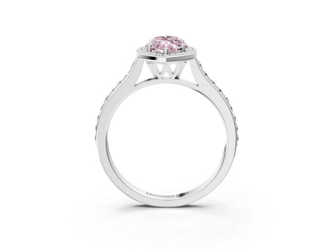White gold Fancy Pink Marquise Cut Halo Round Diamond Pavé Band with Four-Prong Setting_30