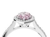 White gold Fancy Pink Marquise Cut Halo Round Diamond Pavé Band with Four-Prong Setting_31