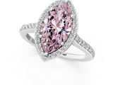 White gold Fancy Pink Marquise Cut Halo Round Diamond Pavé Band with Four-Prong Setting_37