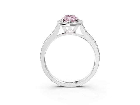White gold Fancy Pink Marquise Cut Halo Round Diamond Pavé Band with Four-Prong Setting_42