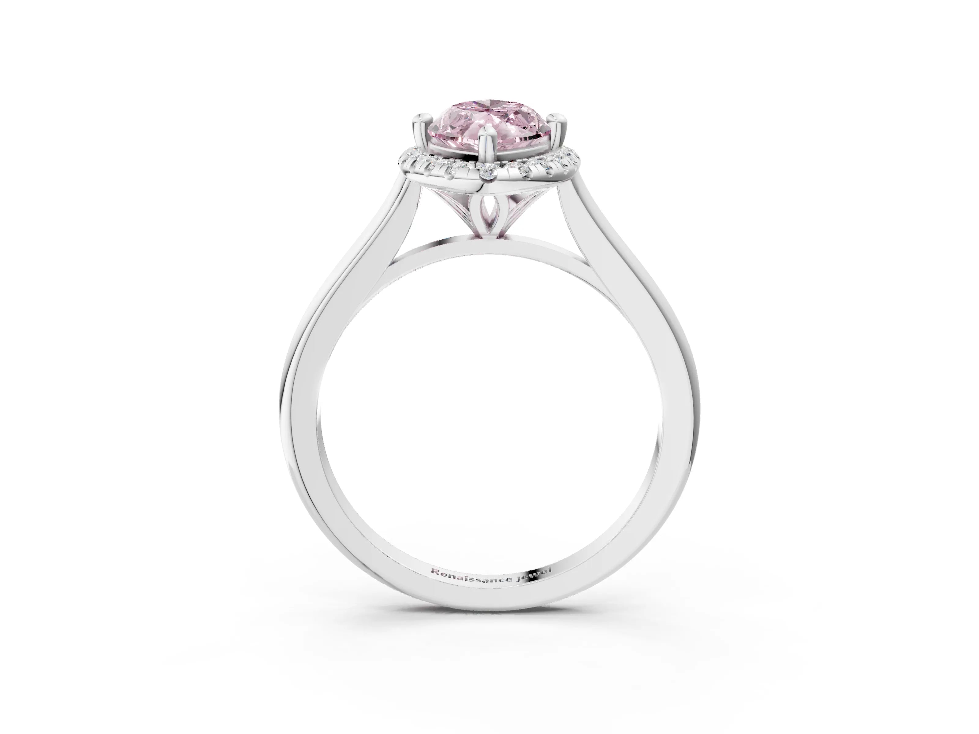 White gold Fancy Pink Marquise Cut Halo Round Diamond Solitaire Engagement Ring with Pave Band and Four-Prong Setting_27