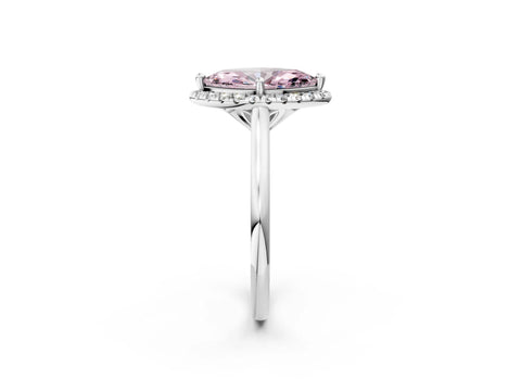 White gold Fancy Pink Marquise Cut Halo Round Diamond Solitaire Engagement Ring with Pave Band and Four-Prong Setting_27