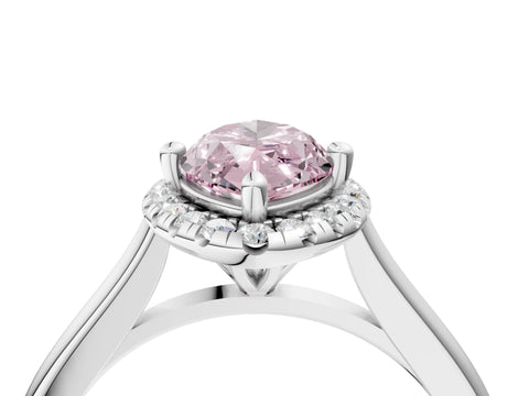 White gold Fancy Pink Marquise Cut Halo Round Diamond Solitaire Engagement Ring with Pave Band and Four-Prong Setting_28