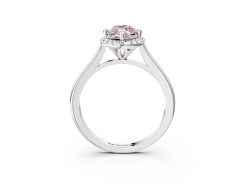 White gold Fancy Pink Marquise Cut Halo Round Diamond Solitaire Engagement Ring with Pave Band and Four-Prong Setting_28