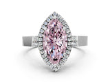 White gold Fancy Pink Marquise Cut Halo Round Diamond Twist Band with Four-Prong Setting_24