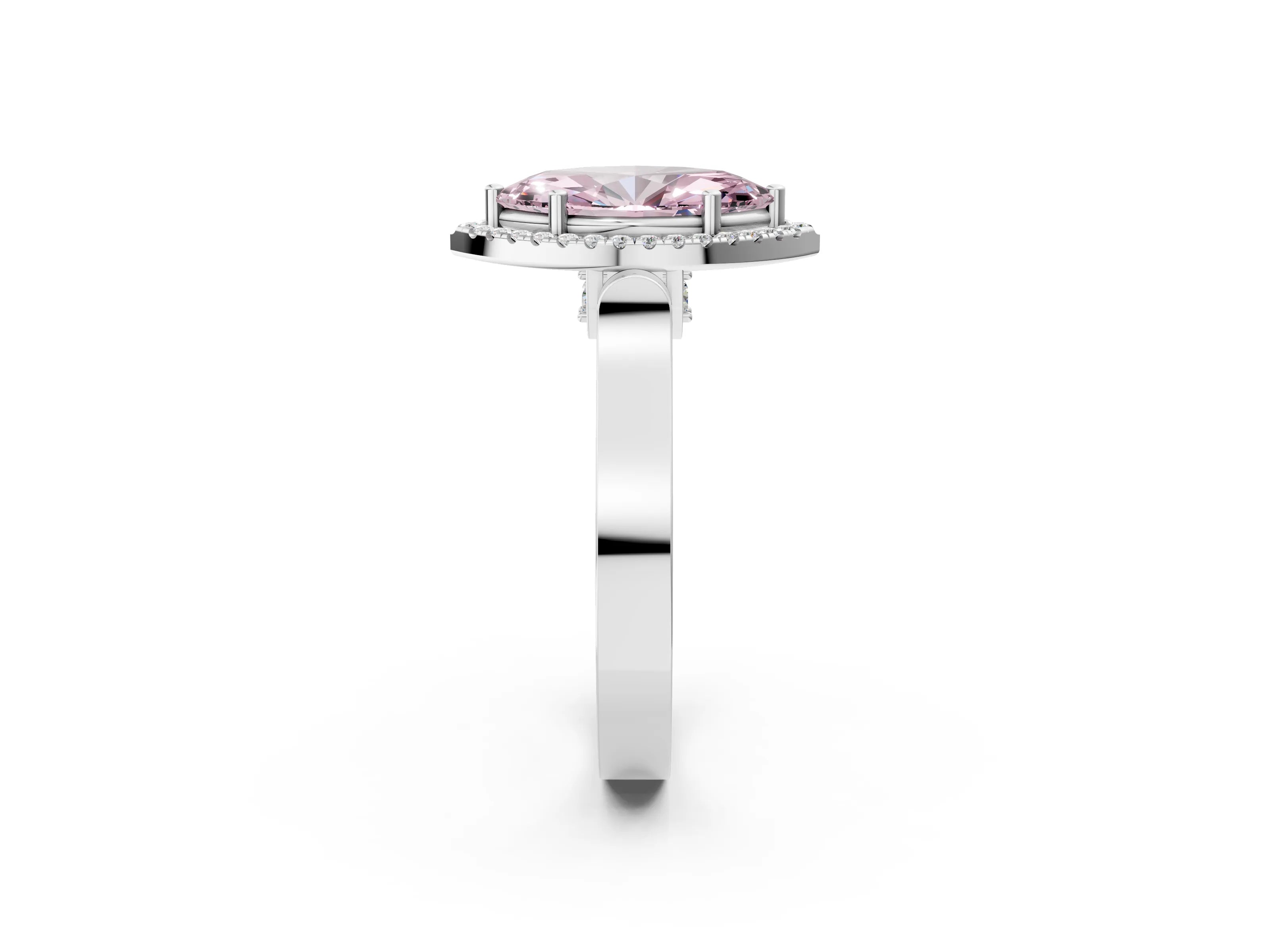 White gold Fancy Pink Marquise Cut Halo Round Diamond Twist Band with Four-Prong Setting_26