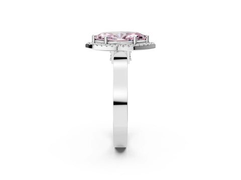 White gold Fancy Pink Marquise Cut Halo Round Diamond Twist Band with Four-Prong Setting_26