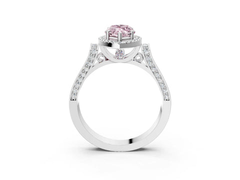 White gold Fancy Pink Marquise Cut Halo Round Diamond Twist Band with Four-Prong Setting_27