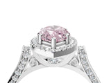 White gold Fancy Pink Marquise Cut Halo Round Diamond Twist Band with Four-Prong Setting_28