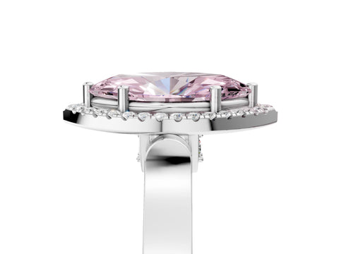 White gold Fancy Pink Marquise Cut Halo Round Diamond Twist Band with Four-Prong Setting_29