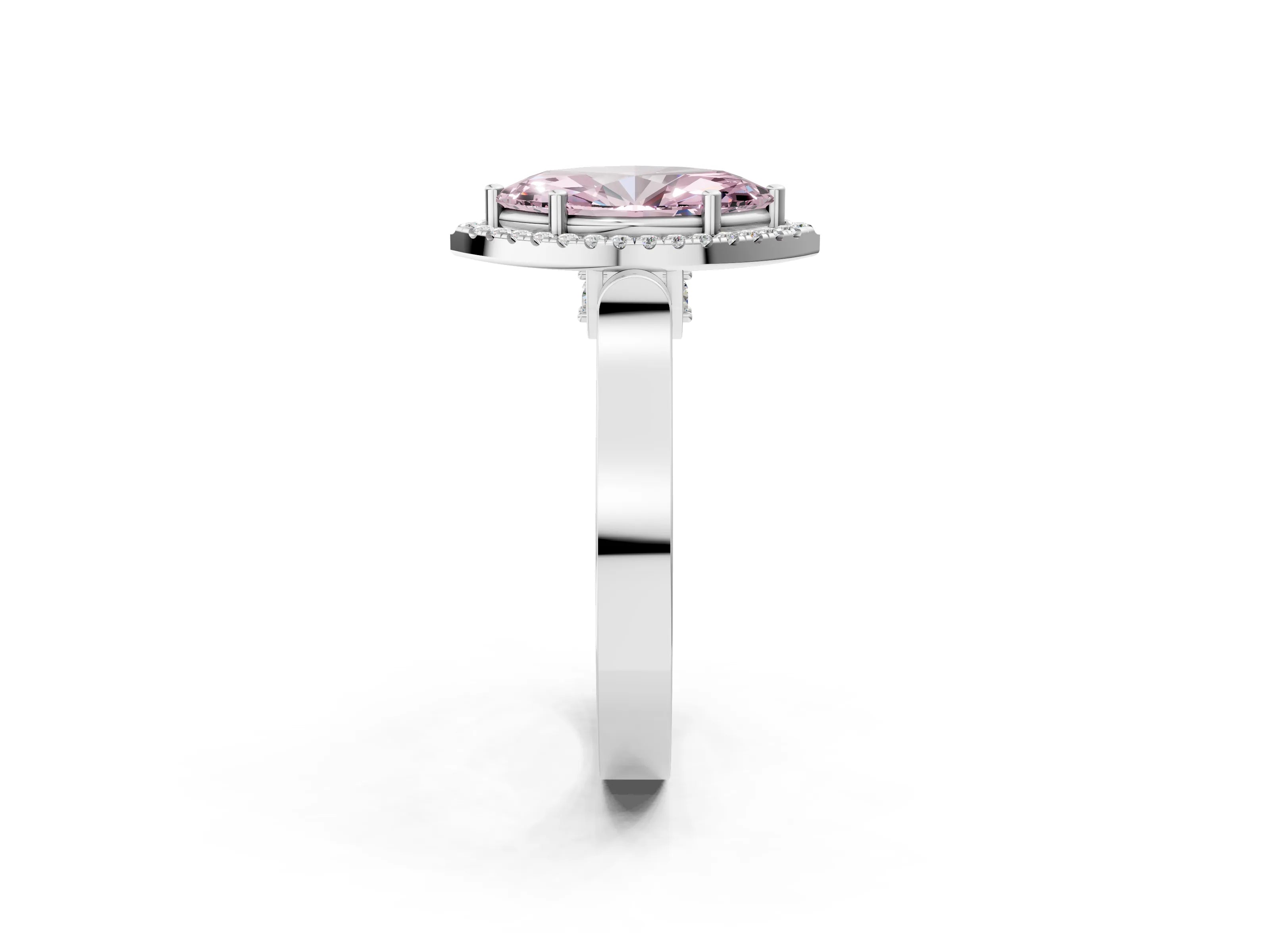 White gold Fancy Pink Marquise Cut Halo Round Diamond Twist Band with Four-Prong Setting_2
