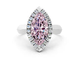 White gold Fancy Pink Marquise  Cut Halo Solitaire Engagement Ring with Square Band and Four-Prong Setting_12