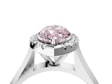 White gold Fancy Pink Marquise  Cut Halo Solitaire Engagement Ring with Square Band and Four-Prong Setting_136